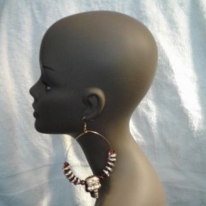New large hoop earrings with skull accent